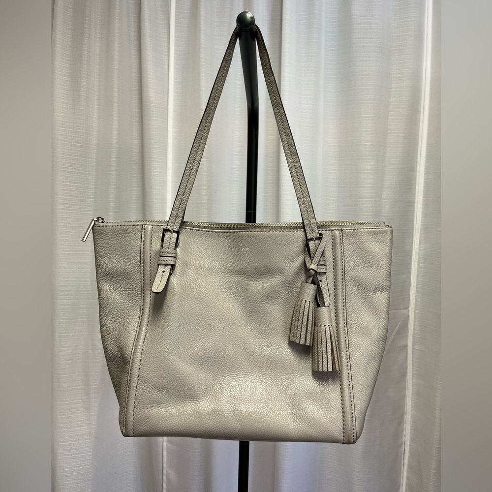 Kate Spade Orchid Street Maya Tote Large Gray Pebbled Leather Hobo Shoulderbag
